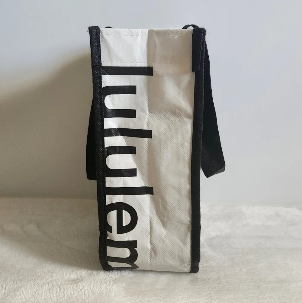 Lululemon Holiday Special Edition Black White Small Reusable Carryall Tote Bag